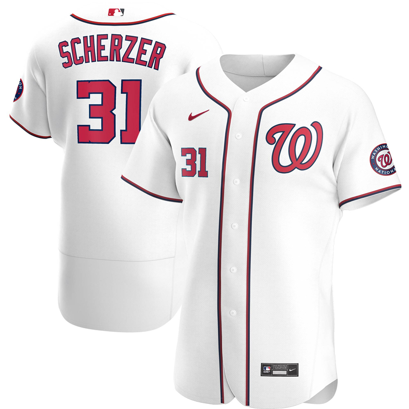 Men Washington Nationals #3 Max Scherzer Nike White Home 2020 Authentic Player Jersey 